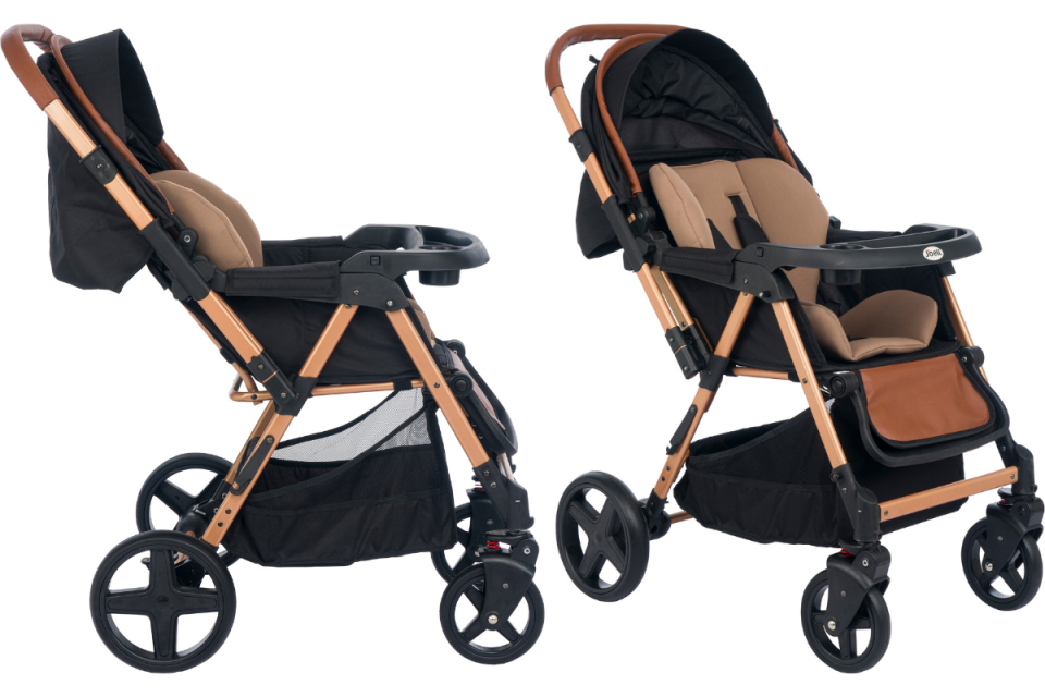 Trendy Çift Yönlü Bebek Arabası - Gold Siyah