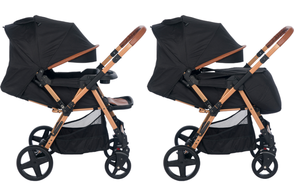 Trendy Çift Yönlü Bebek Arabası - Gold Siyah