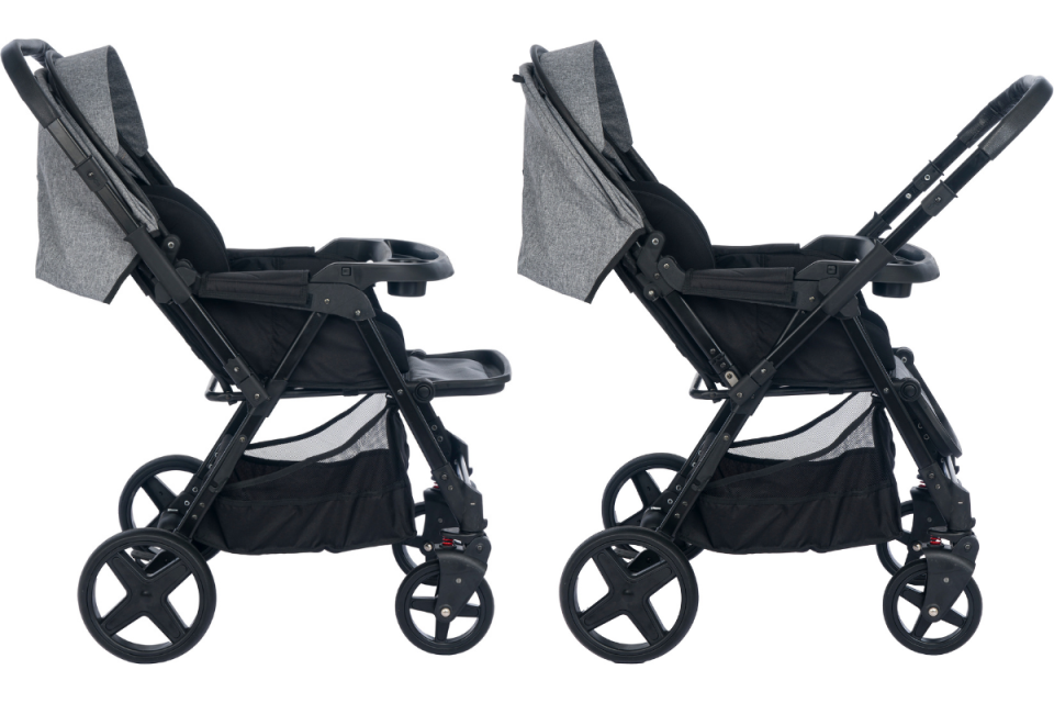 Trendy Çift Yönlü Bebek Arabası - Siyah Gri