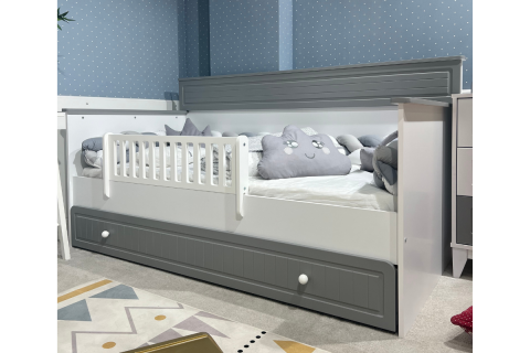 Aqua Beyaz-Gri Montessori Karyola