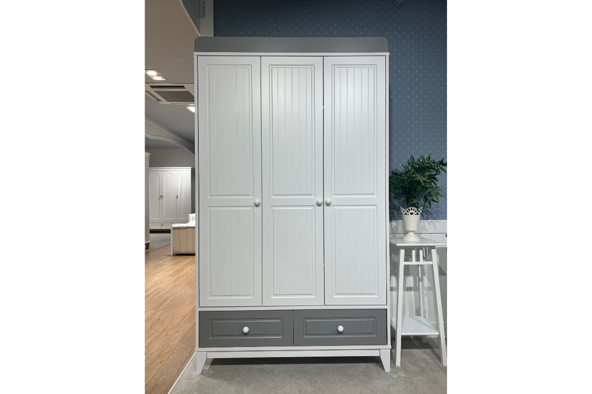 Aqua Beyaz-Gri 3kp Dolap