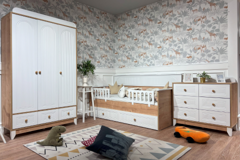 Dolce Meşe-Beyaz Daybed 3kp 6çk Çocuk Odası