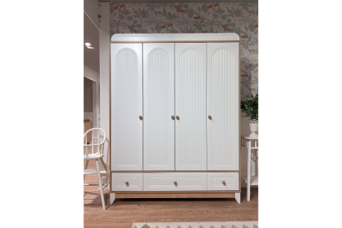 Dolce Meşe-Beyaz Karyola 4kp 6çk Çocuk Odası