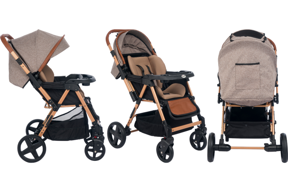 Trendy Çift Yönlü Bebek Arabası - Gold Kahve