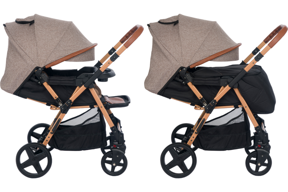 Trendy Çift Yönlü Bebek Arabası - Gold Kahve