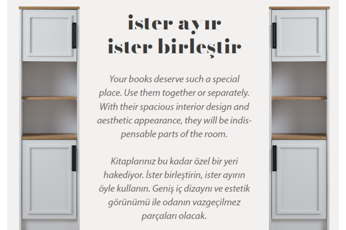 Relax Kitaplık Sağ-Sol-Orta Blok Kitaplık Sağ Blok