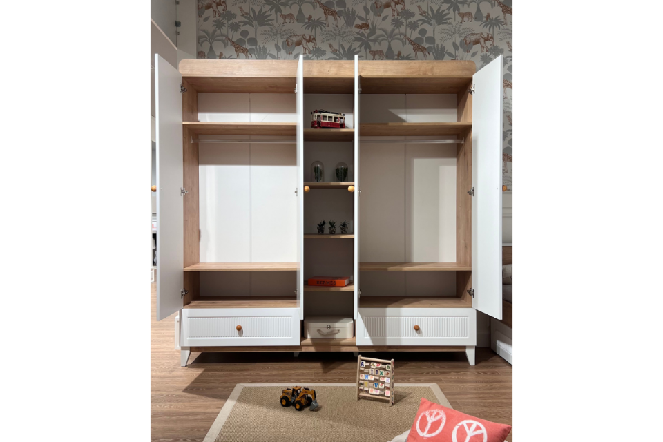 Velora Meşe-Beyaz 4kp Dolap