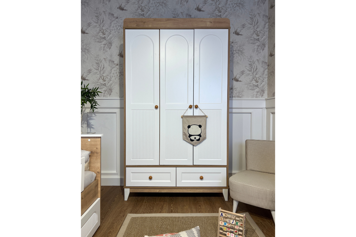 Milo Meşe-Beyaz 3kp Dolap