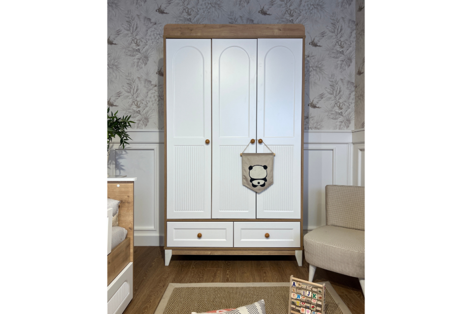 Milo Meşe-Beyaz 3kp Dolap