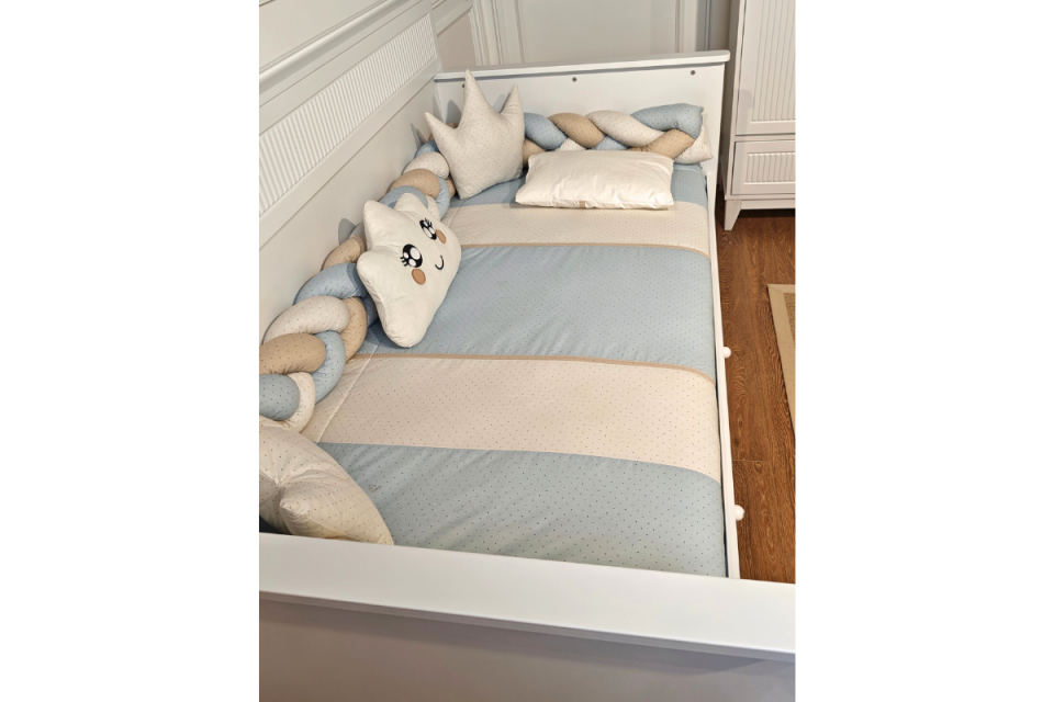 Pastel Mavi Uyku Seti 90*190 Örgülü