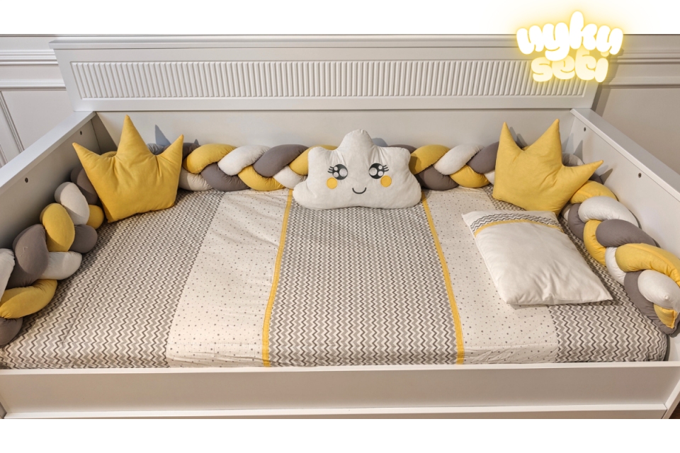 860 R2 Sarı Gri Uyku Seti 90*190 Örgülü