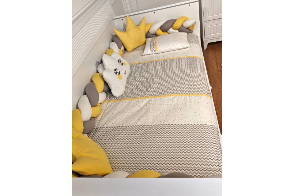 860 R2 Sarı Gri Uyku Seti 90*190 Örgülü