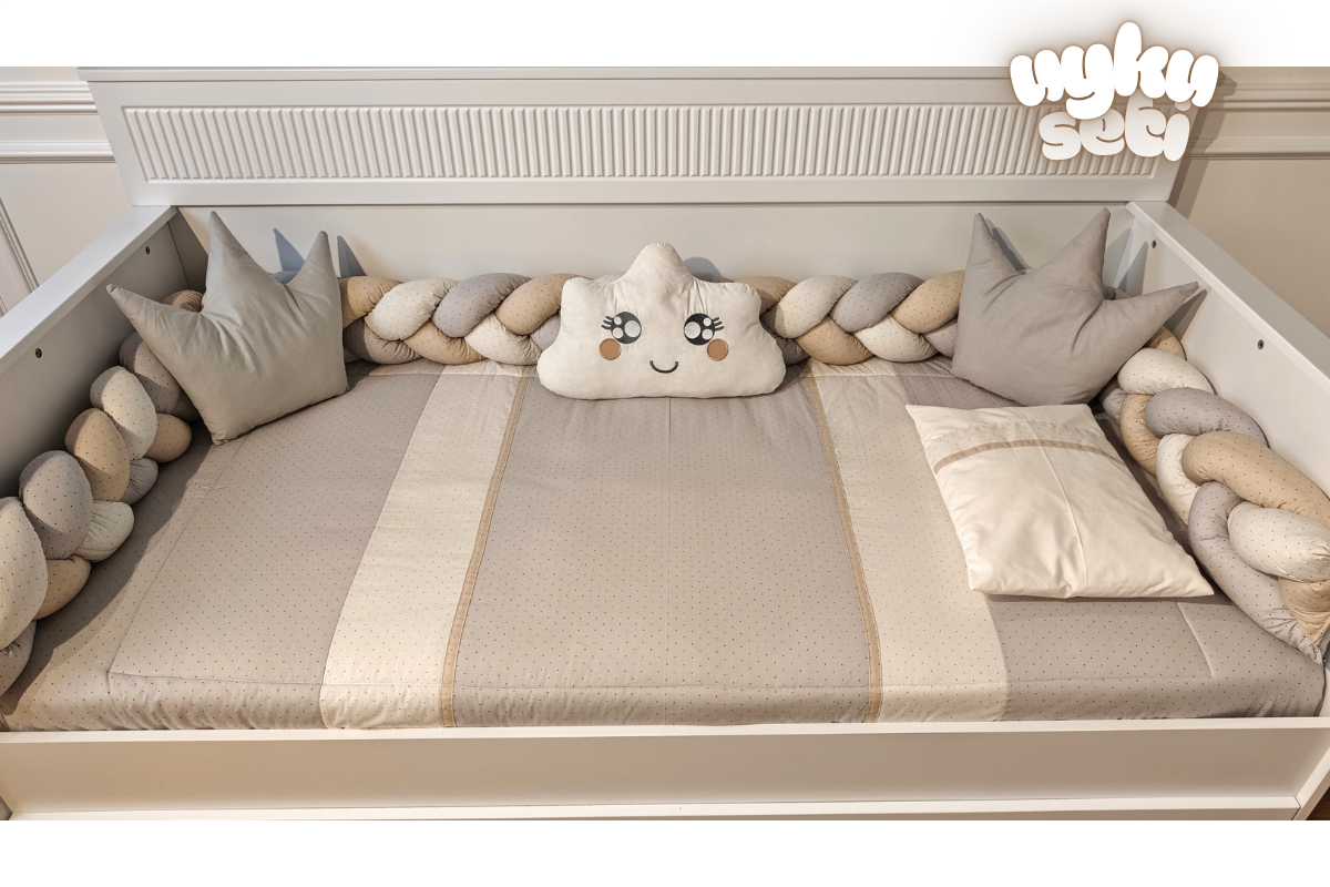 Pastel Gri Uyku Seti 90*190 Örgülü