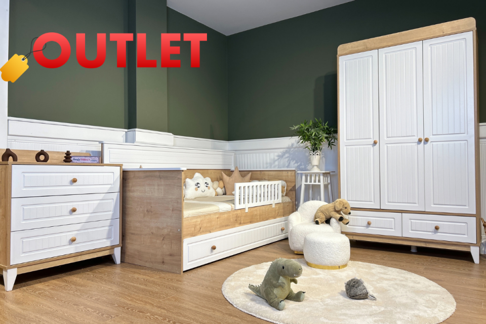 Outlet Fırsatı - Aqua Meşe-Beyaz 3kp Çocuk Odası