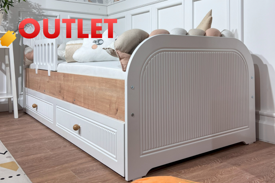 Outlet Fırsatı - Dolce Meşe-Beyaz Karyola 3kp 6çk Çocuk Odası