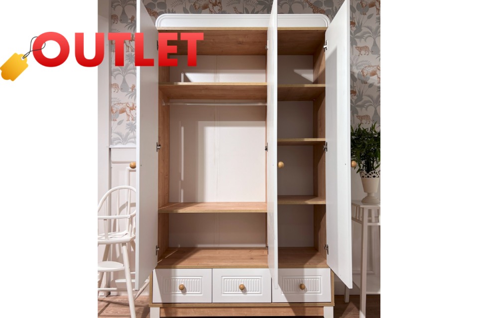 Outlet Fırsatı - Dolce Meşe-Beyaz Karyola 3kp 6çk Çocuk Odası