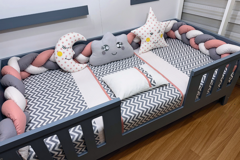 503 Yavruağzı Gri Zigzag Örme Montessori Set