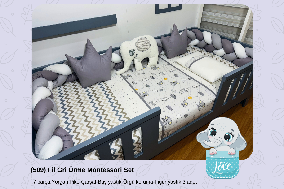 509 Fil Gri Örme Montessori Set
