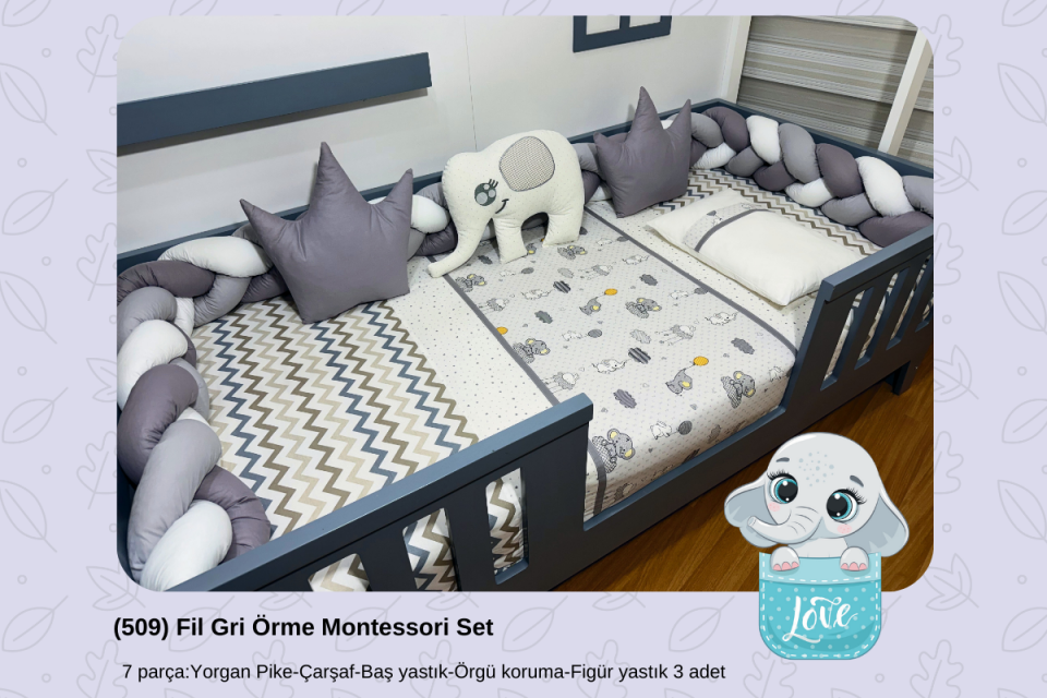 509 Fil Gri Örme Montessori Set