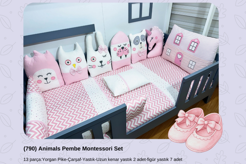 790 Animals Pembe Montessori Set