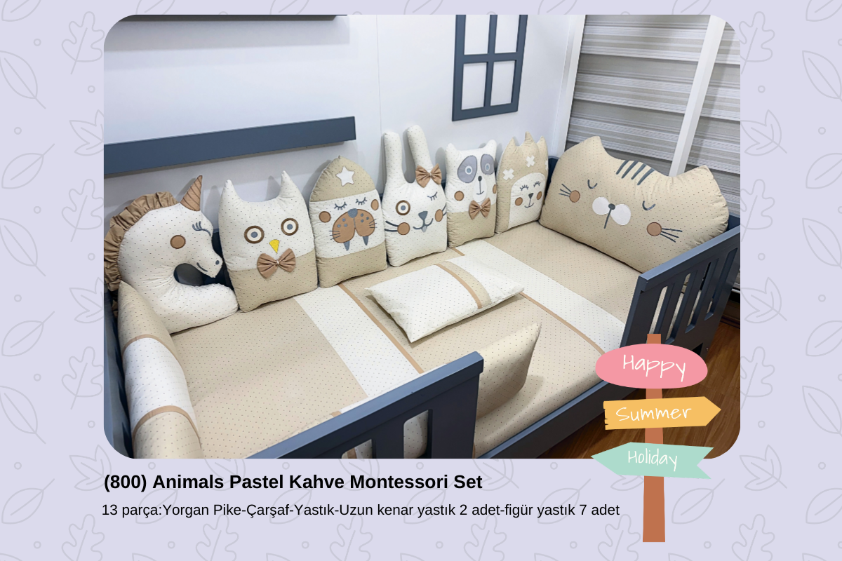 800 Animals Pastel Kahve Montessori Set