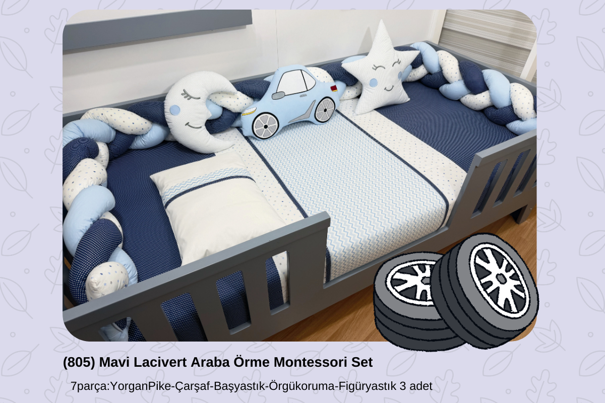 805 Mavi Lacivert Araba Örme Montessori Set