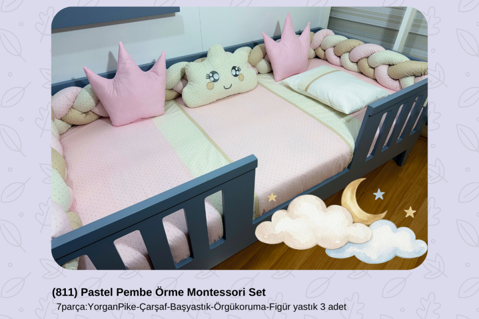 811 Pastel Pembe Örme Montessori Set