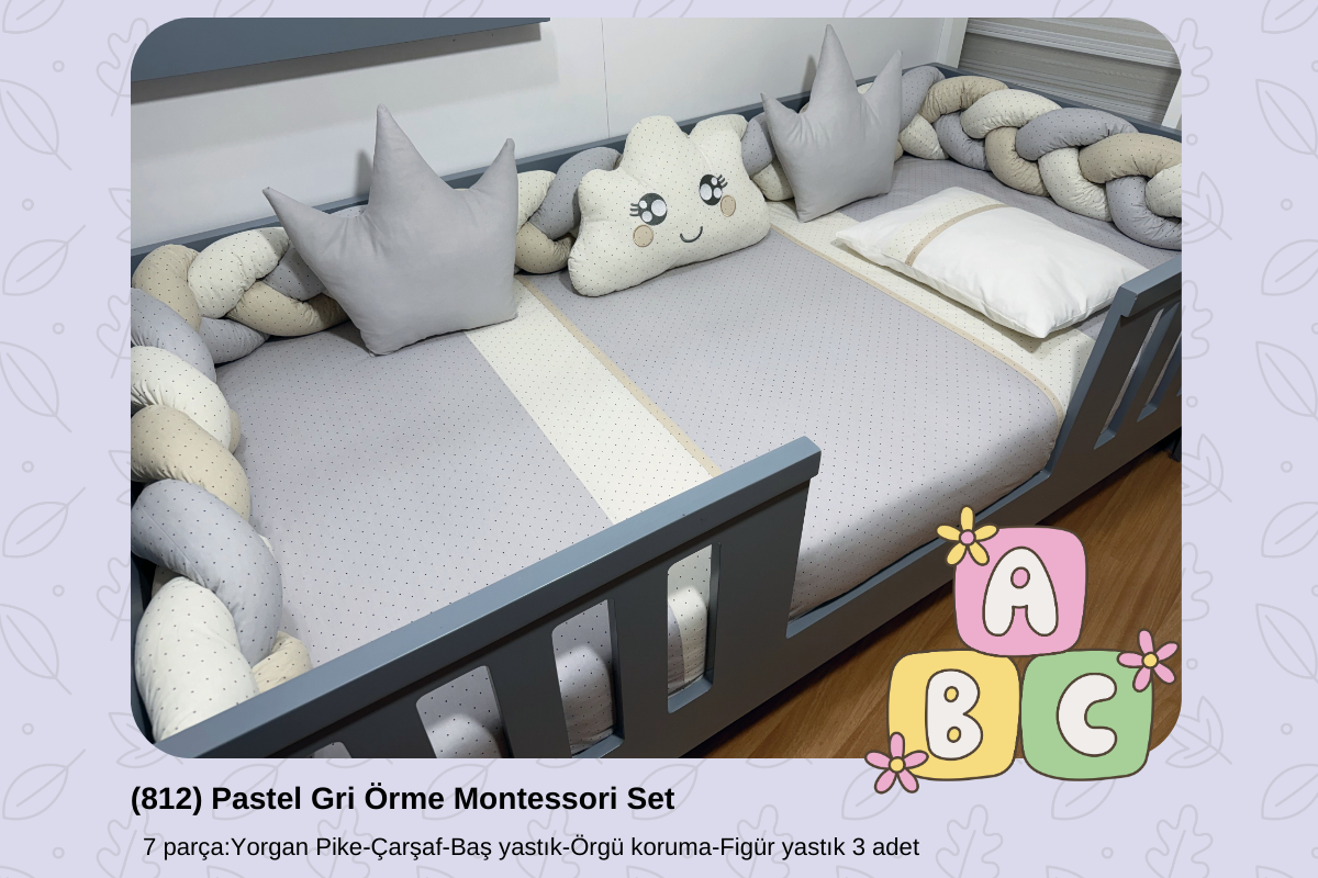 812 Pastel Gri Örme Montessori Set