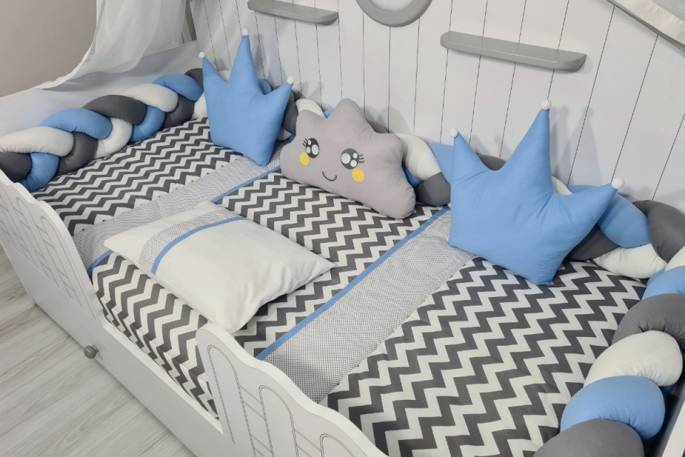 870 Gri Mavi Zigzag Örme Montessori Set