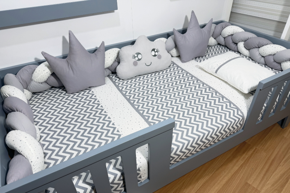 875 Gri zigzag Örme Montessori Set