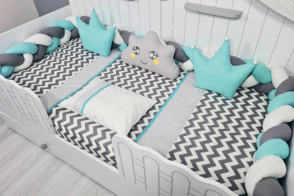 880 Gri Yeşil Zigzag Örme Montessori Set