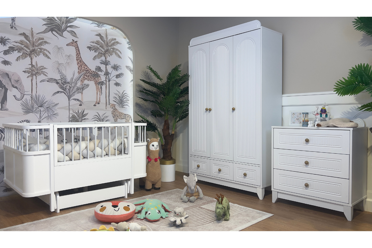 Star Sallanır Büyüyen Beşik Dolce Beyaz 3kp Dolap 3çk Şifonyerli Çocuk Odası