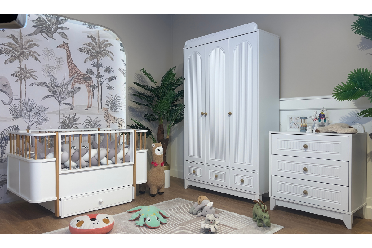 Joly Meşe Çekmeceli Beşik Dolce Beyaz 3kp 3çk Büyüyen Çocuk Odası
