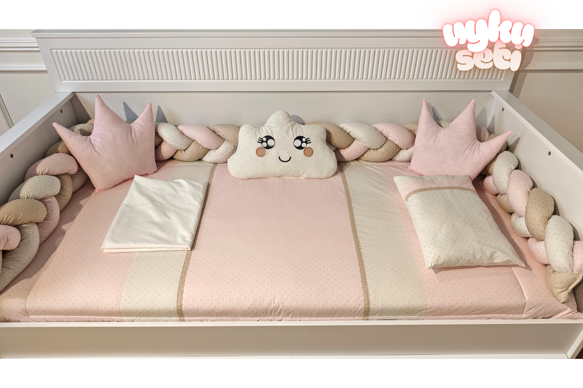 Pastel Pembe Uyku Seti 90*190 Örgülü