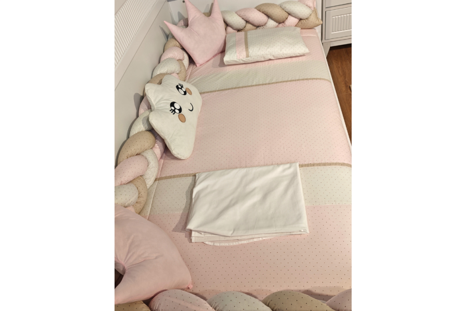 Pastel Pembe Uyku Seti 90*190 Örgülü