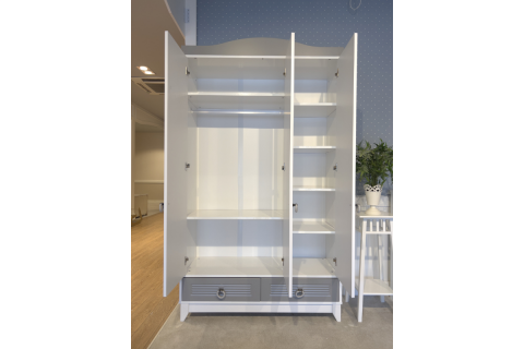 Loft Gri-Beyaz 3 Kapılı Dolap